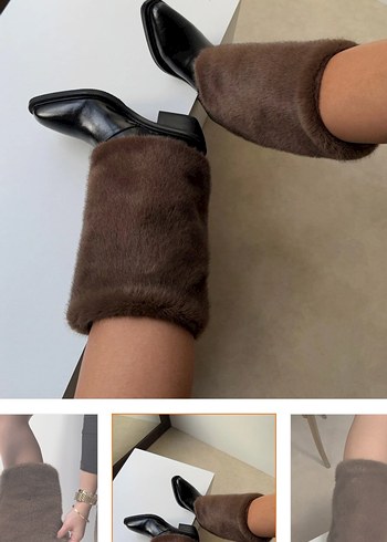 Kahverengi Kürklü Diz Boyu Deri Çizme - Görsel 2