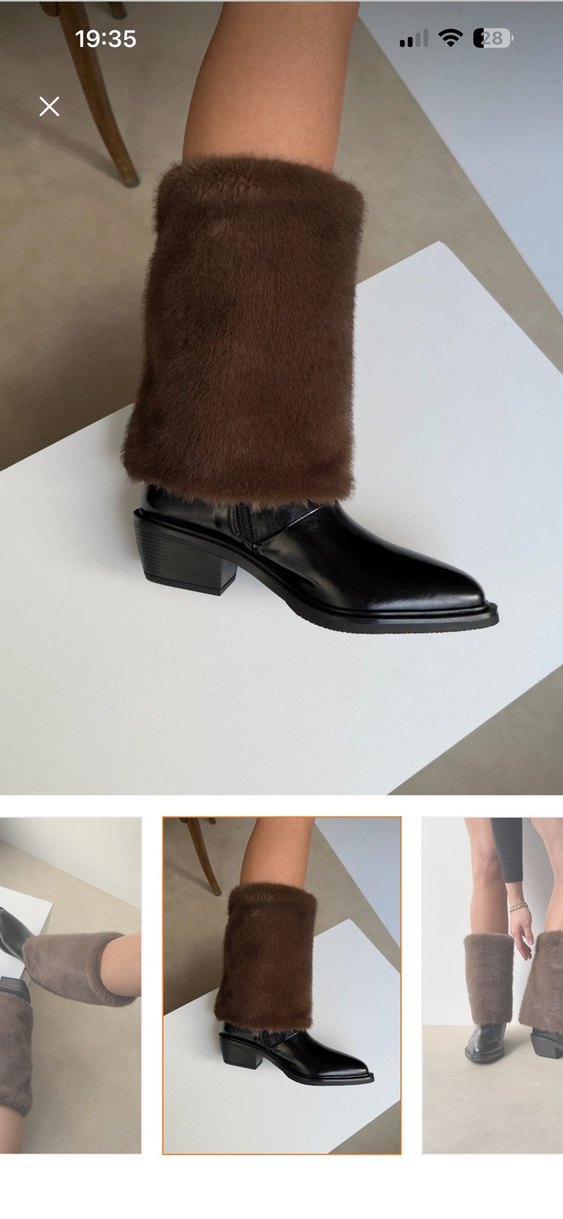 Kahverengi Kürklü Diz Boyu Deri Çizme - Görsel 3