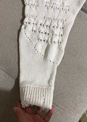 Bohem Tarz Beyaz zara Kadın Kazak - Görsel 4