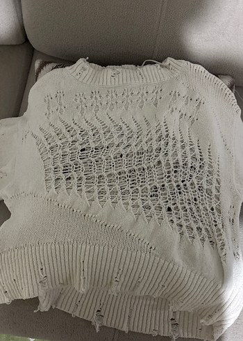 Bohem Tarz Beyaz zara Kadın Kazak - Görsel 2