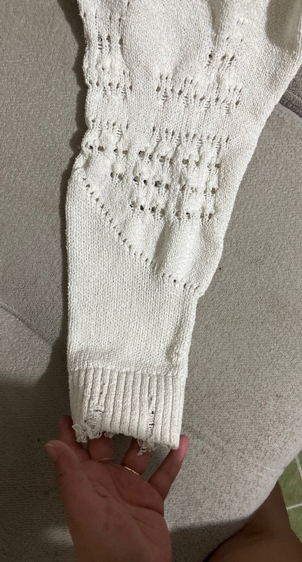 Bohem Tarz Beyaz zara Kadın Kazak - Görsel 4