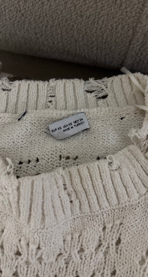 Bohem Tarz Beyaz zara Kadın Kazak - Görsel 3