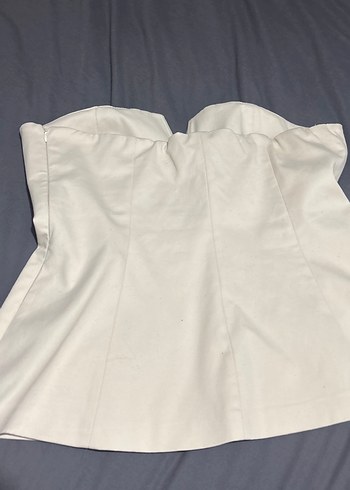 Straplez Beyaz Midi Büstiyer - Görsel 4