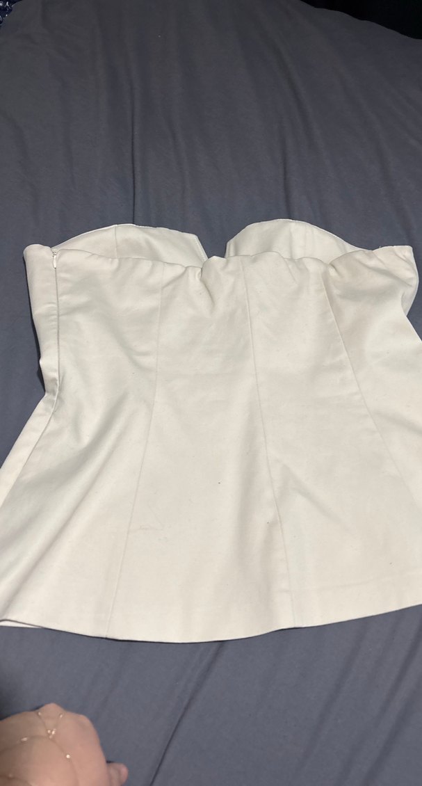 Straplez Beyaz Midi Büstiyer - Görsel 4