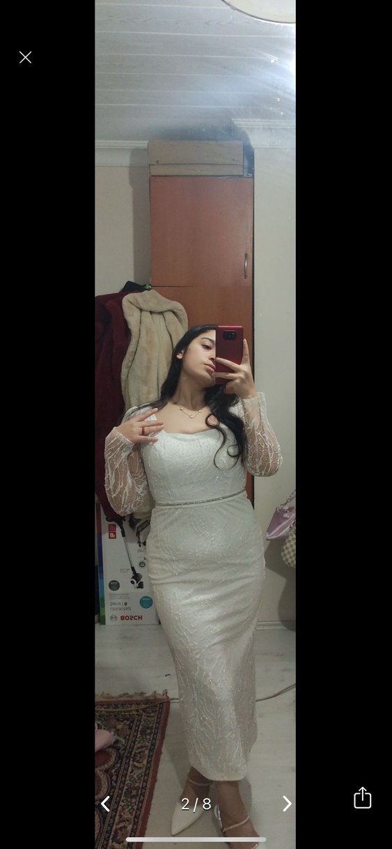 Beyaz nişan elbise - Görsel 2