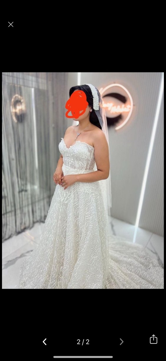 Uzun Beyaz Straplez Prenses Gelinlik - Görsel 2