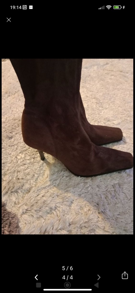 Kahverengi Süet Diz Üstü Topuklu Çizme - Görsel 2