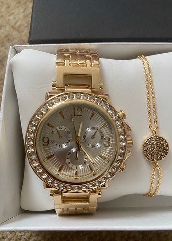 Altın renkli  Kadın Saat bileklik seti - Görsel 2