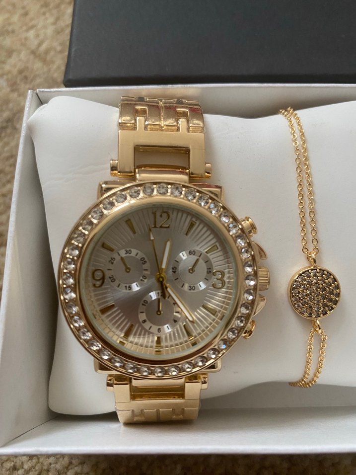 Altın renkli  Kadın Saat bileklik seti - Görsel 2