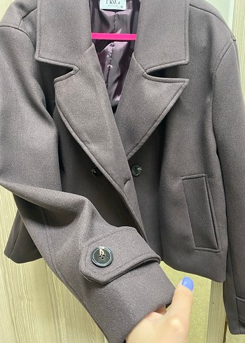 Düğmeli Kahverengi kısa kaban - Görsel 7