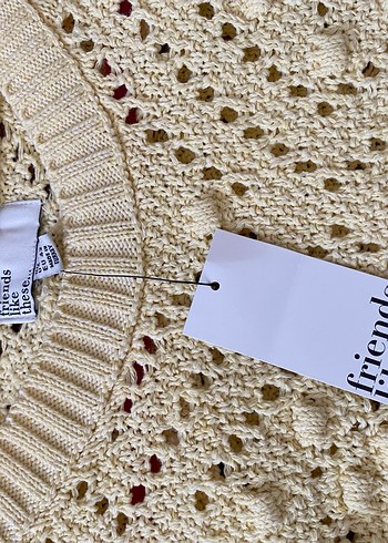 Sarı Örgü Kısa Kollu Kadın Kazak - Görsel 3