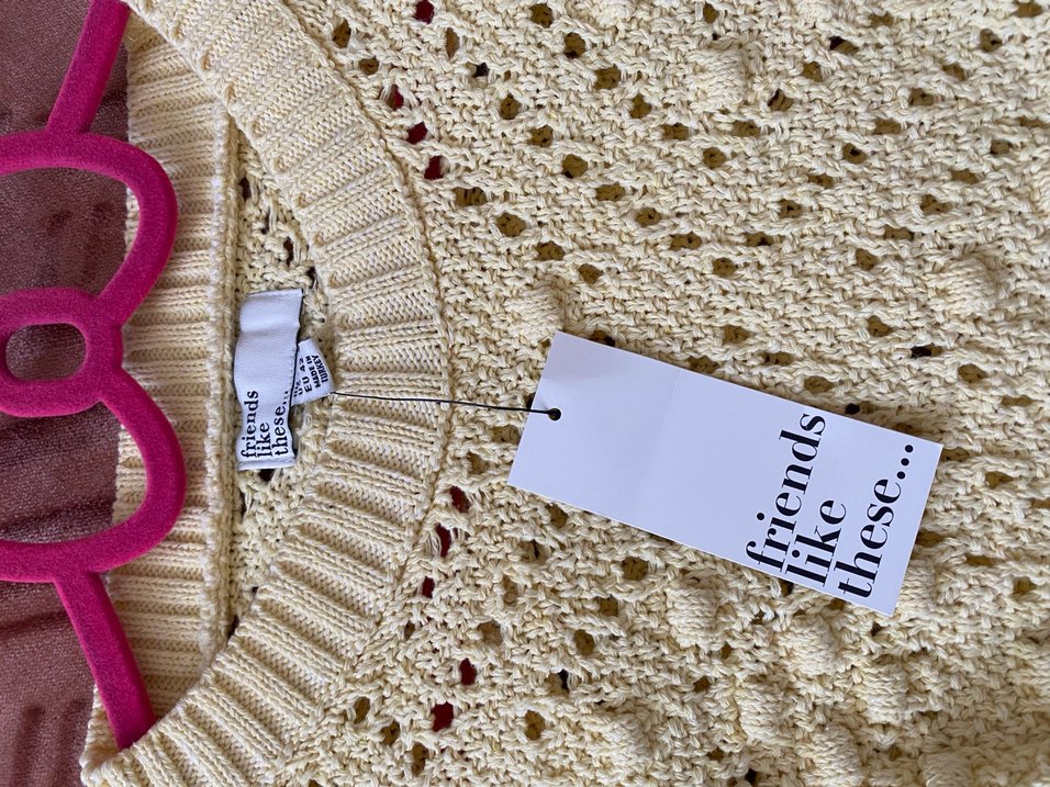 Sarı Örgü Kısa Kollu Kadın Kazak - Görsel 3