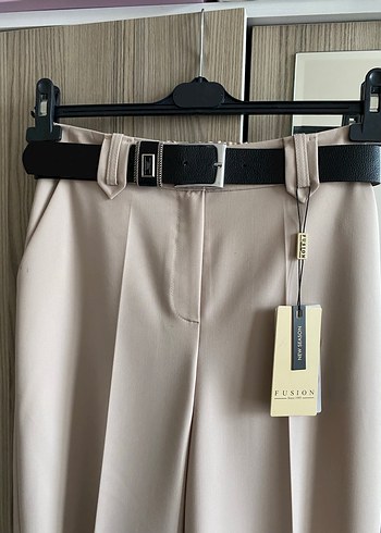 Bej palazzo Kadın Kumaş Pantolon - Görsel 2