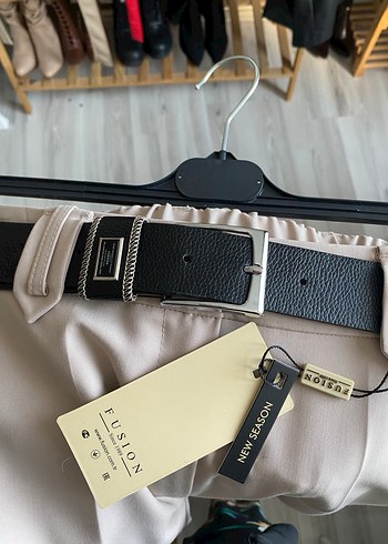 Bej palazzo Kadın Kumaş Pantolon - Görsel 5