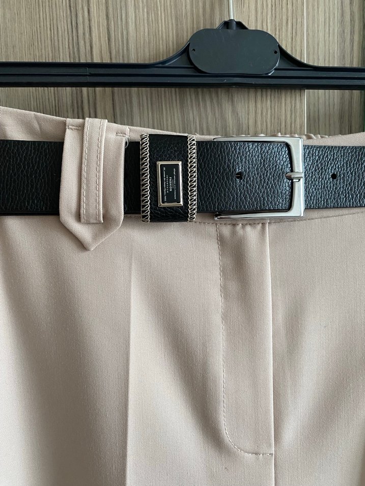 Bej palazzo Kadın Kumaş Pantolon - Görsel 4