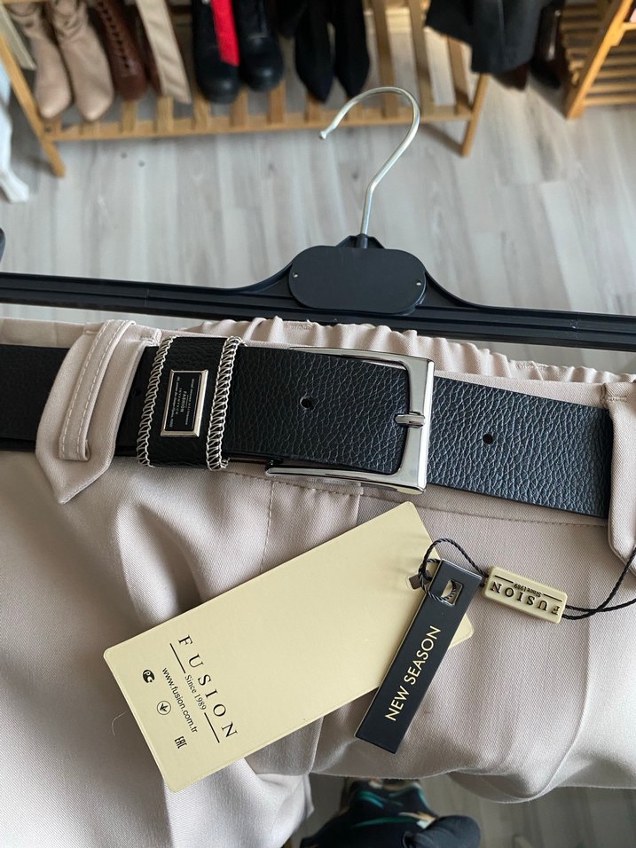 Bej palazzo Kadın Kumaş Pantolon - Görsel 5