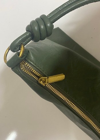 Koyu Yeşil Deri Kadın Çanta - Görsel 2