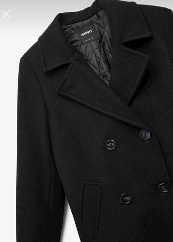 Siyah Çift Düğmeli Kaban - Görsel 3