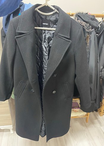 Siyah Çift Düğmeli Kaban - Görsel 5