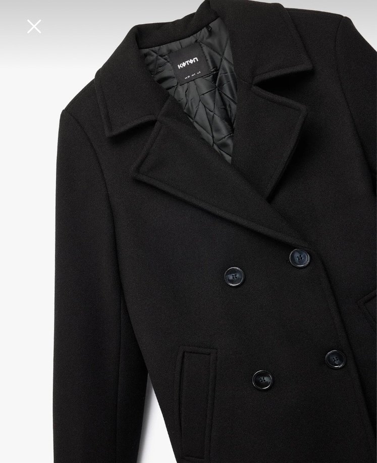 Siyah Çift Düğmeli Kaban - Görsel 3