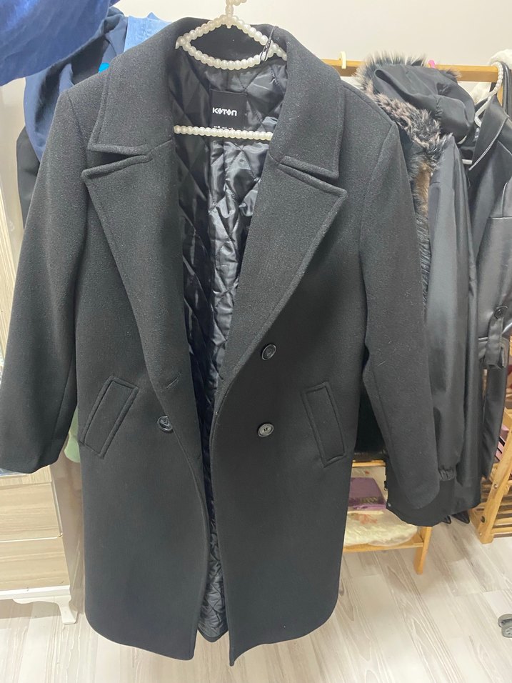 Siyah Çift Düğmeli Kaban - Görsel 5