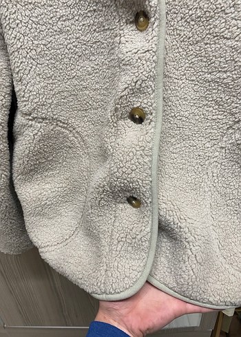 Gri Düğmeli  Polar Ceket - Görsel 5