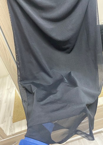 Drapeli Siyah Uzun Kadın Etek - Görsel 3