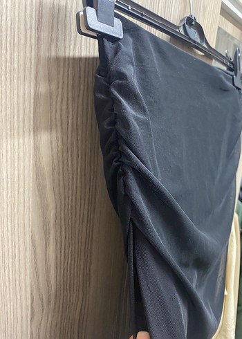 Drapeli Siyah Uzun Kadın Etek - Görsel 2