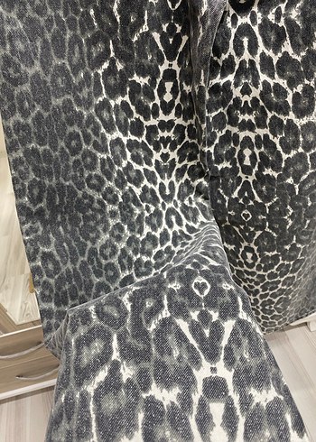 Gri Leopar Desenli Bol Kesim Kadın Pantolon - Görsel 7