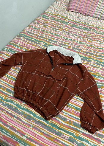 Kadın Kahverengi Fermuarlı Sweatshirt