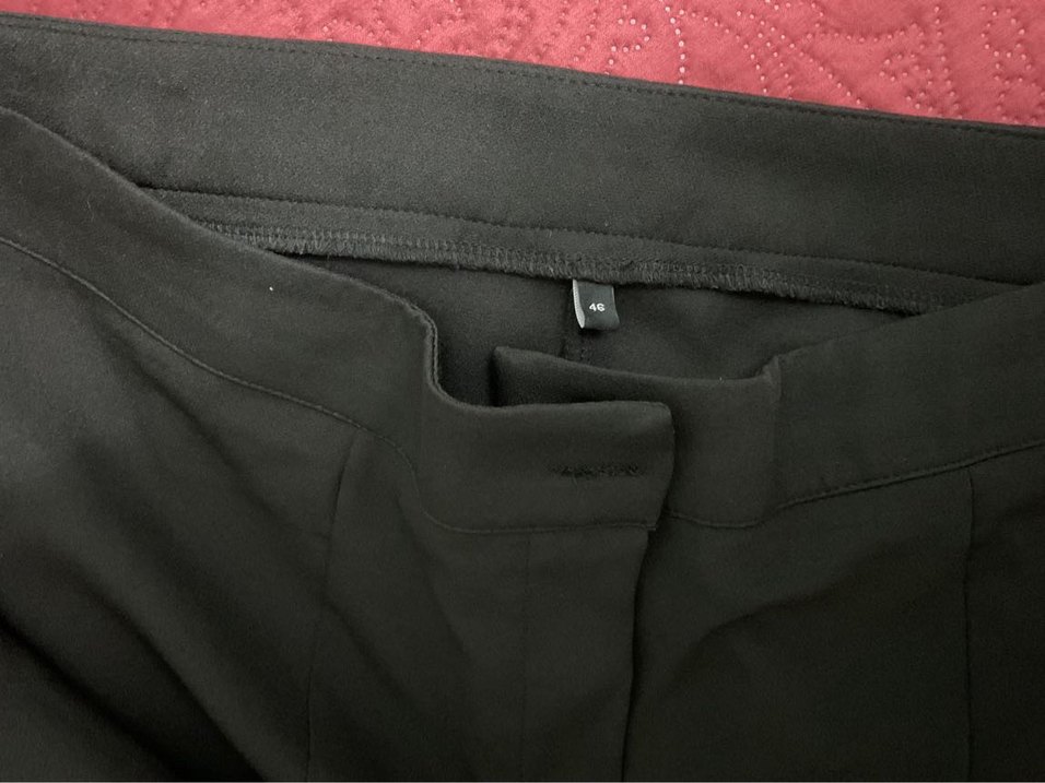 Siyah Büyük Beden Paçası Yırtmaçlı Siyah Pantolon - Görsel 4