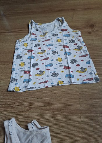 Beyaz Çocuk Atlet ve Tişört Seti - Görsel 3