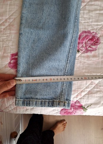 xs Beden Gri Düğmeli Kadın Bol Kesim Denim Pantolon