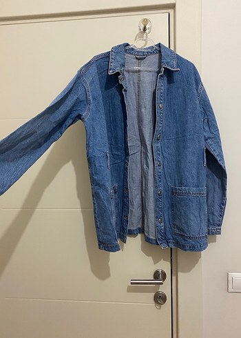 universal Beden Düğmeli Mavi Kadın Denim Ceket
