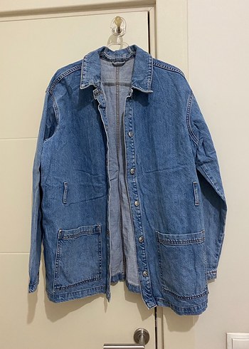 Düğmeli Mavi Kadın Denim Ceket