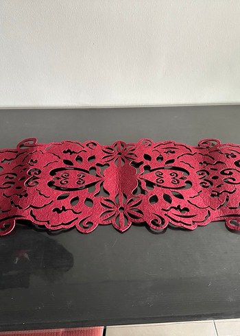 Bordo Nakışlı Bohem Masa Örtüsü - Görsel 2