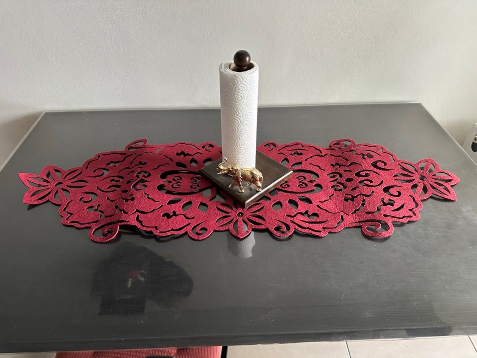 Bordo Nakışlı Bohem Masa Örtüsü - Görsel 3