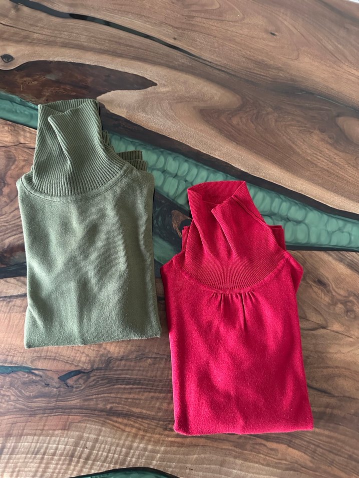 Kadın Haki Boğazlı Uzun Kollu Triko - Görsel 4