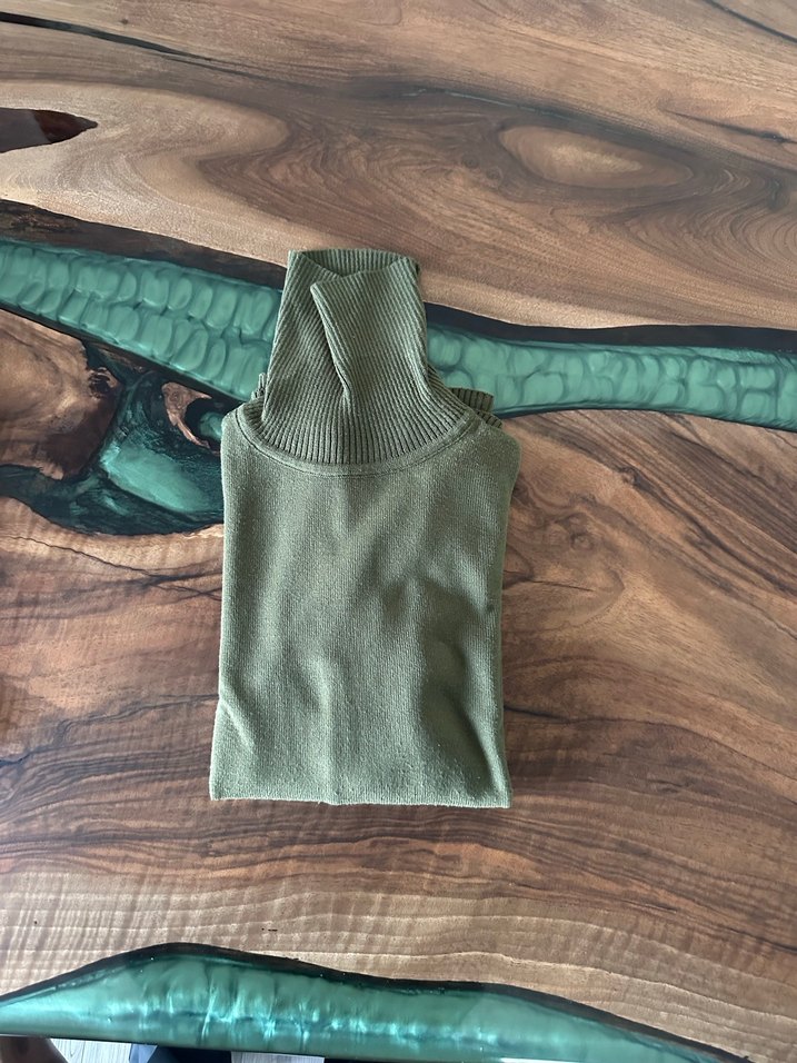 Kadın Haki Boğazlı Uzun Kollu Triko - Görsel 3