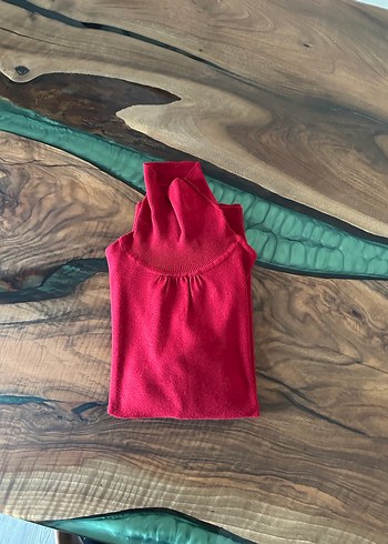 Kırmızı Kadın Boğazlı Triko Kazak - Görsel 6