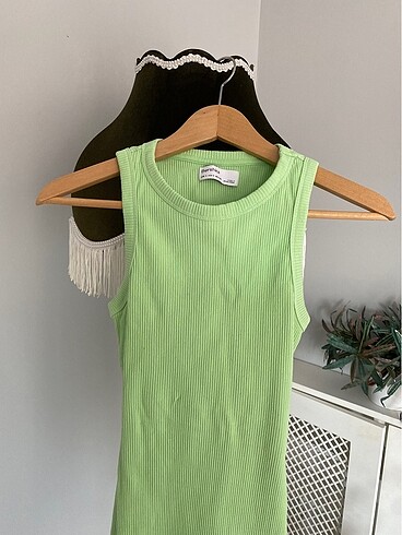 bershka yesil kisa elbise