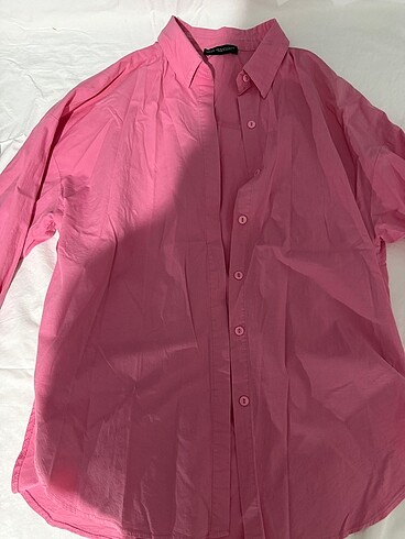 s Beden Pembe oversize gömlek
