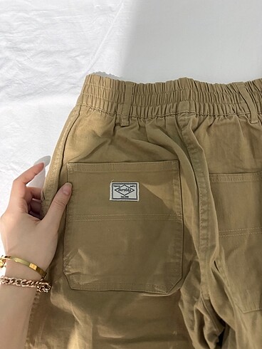 s Beden camel Renk Paçaları lastikli pantolon