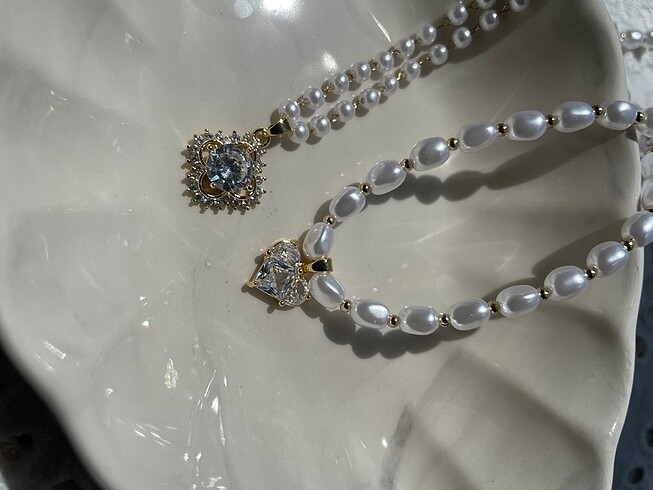 Taşlı inci kolye - Görsel 5