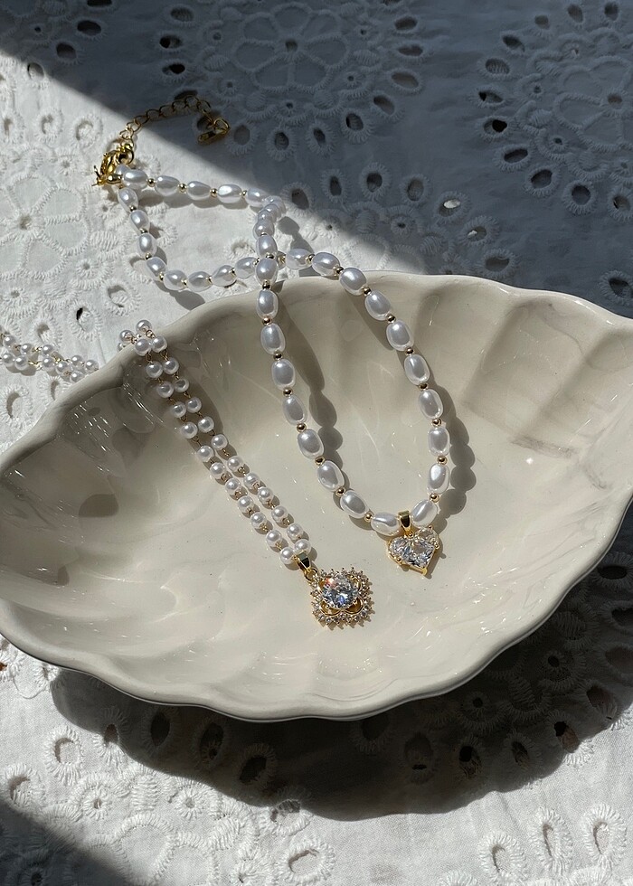 Taşlı inci kolye - Görsel 4