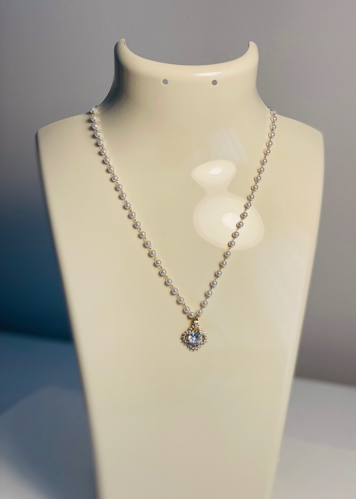 Taşlı inci kolye - Görsel 2