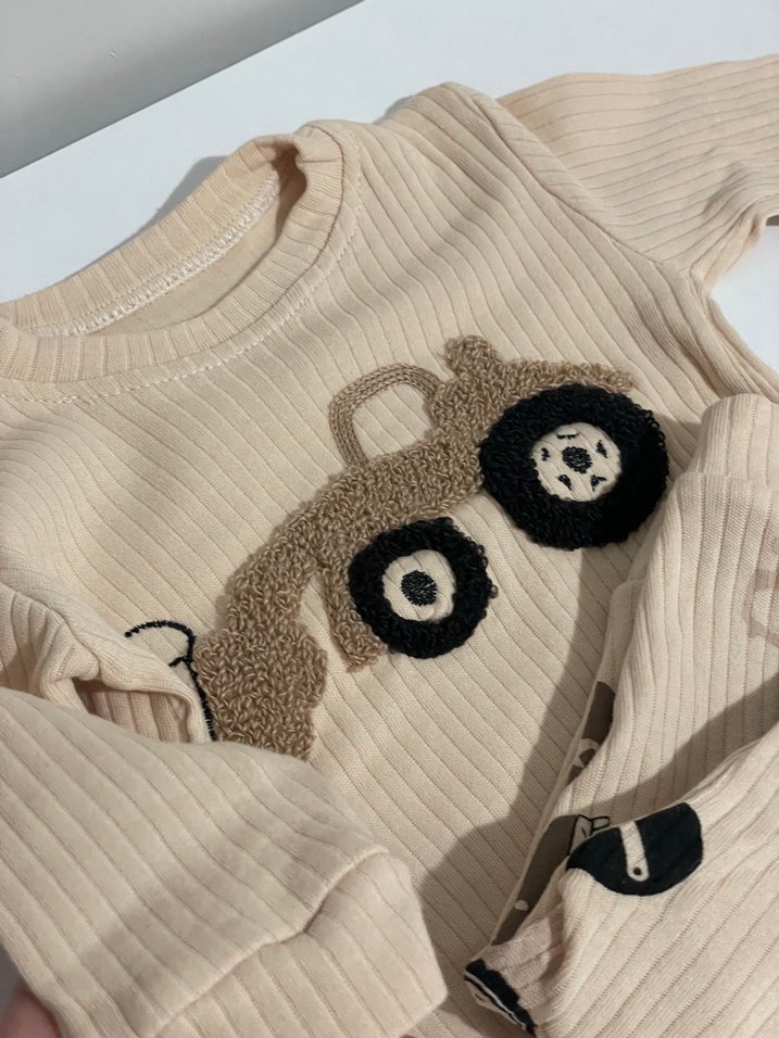 Bej Nakışlı Erkek Bebek Takım - Görsel 2