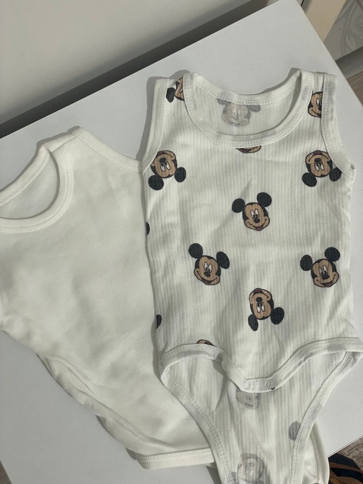 Beyaz Baskılı Erkek Bebek Askılı Body - Görsel 2