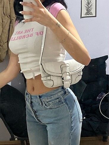 s Beden pembe Renk bershka crop tshirt