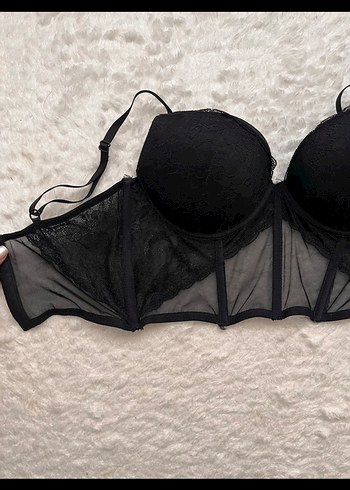 diğer Beden siyah Renk Siyah Dantel Detaylı Push Up Büstiyer